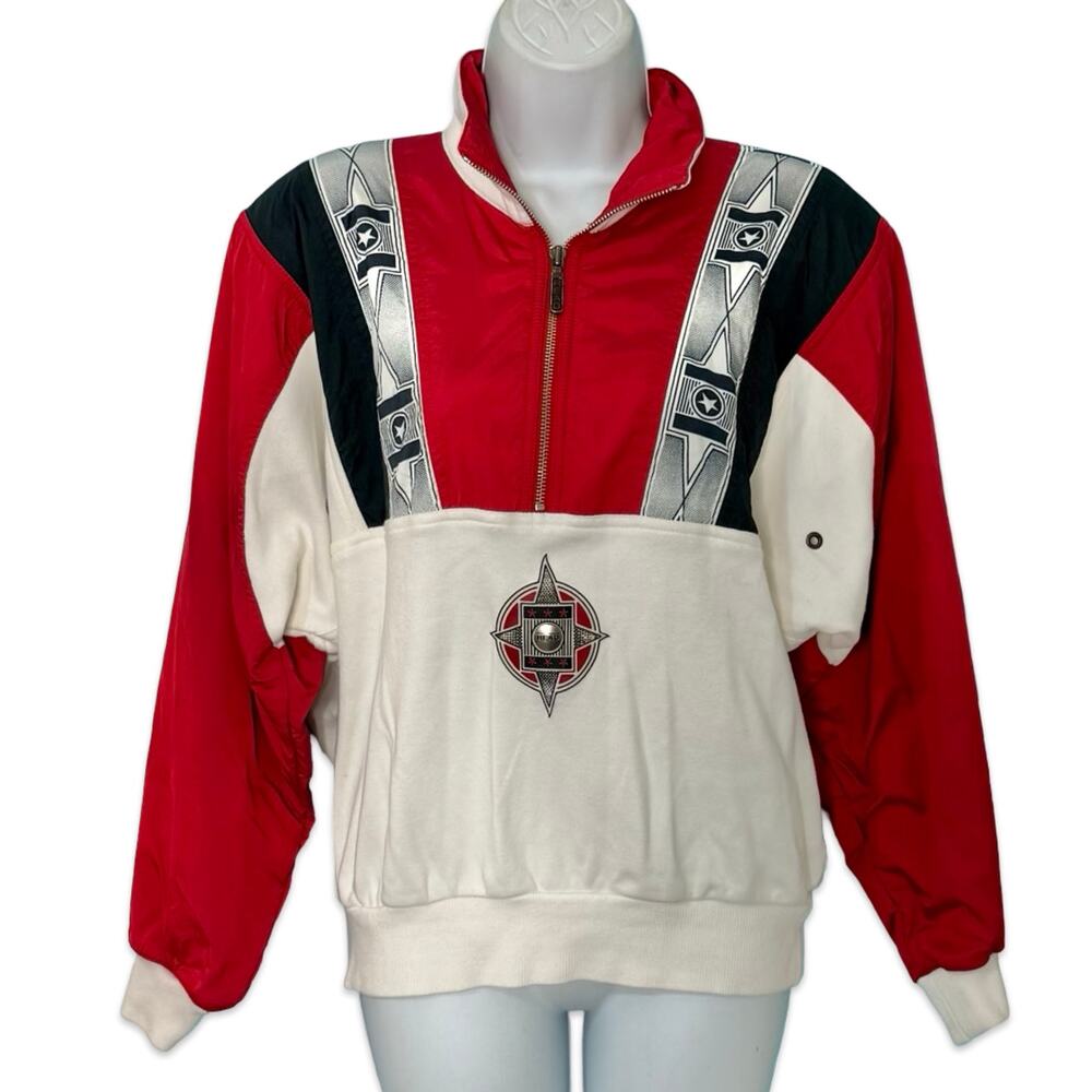 Vintage 80s 90s Head Red White Black Ski Windbreaker Women's Sweatshirt size S